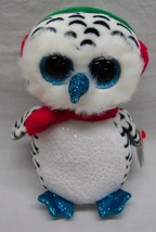 Ty Beanie Boos Big Eyed Nester White &amp; Black Owl 6&quot; Plush Stuffed Animal Toy New - £11.74 GBP