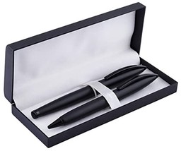 PG COUTURE Full Black Pen Set with Blue Ink and Executive Use Roller and Ball Po - £17.72 GBP
