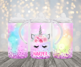 Personalized Unicorn Design 12oz 2 in 1 Stainless Steel Dual Lid Sippy Cup - $18.00