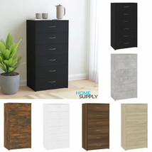 Modern Wooden Chest Of 6 Drawers Sideboard Storage Cabinet Unit Metal Handles - £75.22 GBP+