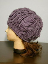 Hand Knit Purple Scull Beanie Cap (NWOT) - £7.91 GBP