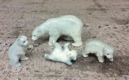 Vintage Lot Polar Bear Set 4 Adult And 3 Babies Germany Ceramic - £20.89 GBP