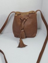 Y2K $150 Rachel Zoe x Shaffer Greta Mini Bucket Bag Leather Crossbody Brown - £13.07 GBP