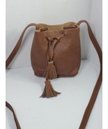 Y2K $150 Rachel Zoe x Shaffer Greta Mini Bucket Bag Leather Crossbody Brown - £12.86 GBP