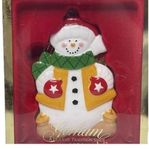 Gorham Holiday Snowman Porcelain Christmas Ornament Collectible Jingle Bells - £16.58 GBP