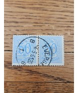 Belgium Stamp 50c Strip of 2 Blue Belgique Belgie - $3.40 CAD
