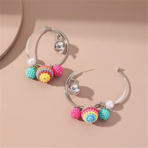 Acrylic &amp; Pearl Two-Tone Bayberry Ball Hoop Earrings - £11.18 GBP