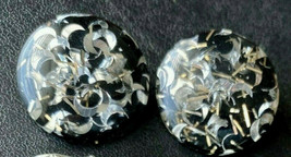 vintage crescent moon black confetti lucite glitter earrings - $19.79