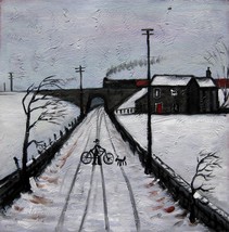 12x12 inches Train  stretched Oil Painting Canvas Art Wall Decor modern105 - £40.61 GBP