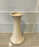 Vtg MCM Pottery Vase Made in America White Etched Faces - $280.60 MXN