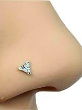 Triangle Nose Stud CZ Crystal 22g (0.6mm) 925 Silver Straight L Bendable Stud - £3.90 GBP