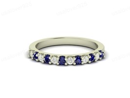 Blue Sapphire Gemstone Modern Unique September Birthstone Minimalist Ring - £41.33 GBP