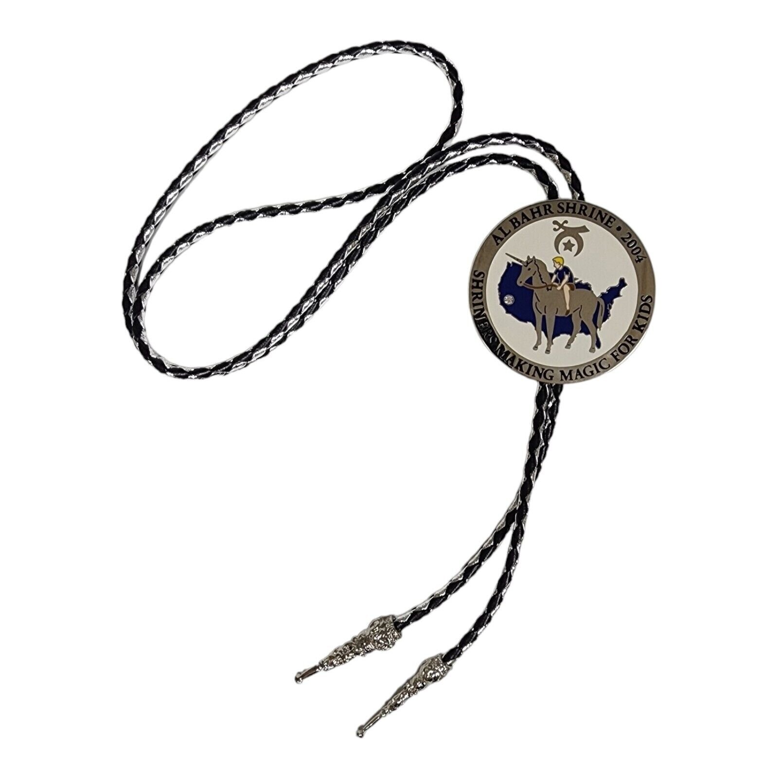Bolo Tie Masonic Shriners 2004 Potentate Jerry Williams Leather Braided ... - $23.57