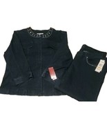 JM Collection ~ Two (2) Piece Outfit ~ Dark Denim Blue Jean ~ Womens&#39; Si... - $890.09 MXN