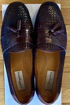Mezlan Santa Cruz men&#39;s 13 brown black leather woven tassel loafer Slip On - £23.45 GBP