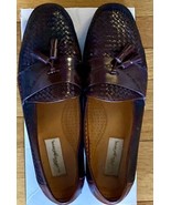 Mezlan Santa Cruz men&#39;s 13 brown black leather woven tassel loafer Slip On - £23.35 GBP