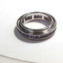 Signed UTC 925  Sterling Silver Purple Amethyst Spinner Ring Size 8 - £50.61 GBP