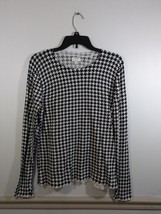 J Crew Teddie Sweater Women’s Size Large  Black/White Hounds tooth Round... - $15.84