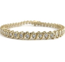 Authenticity Guarantee 
Diamond S-Link Tennis Bracelet 14K Yellow Gold, 3.60 ... - £3,307.39 GBP