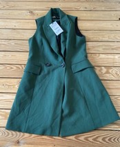 Zara NWT $69.90 Women’s Sleeveless Button Front Blazer Vest size XS Gree... - $39.59