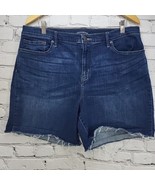 Calvin Klein Jean Shorts Womens Size 16 High-Rise Blue Stretch Denim Cut... - £11.67 GBP
