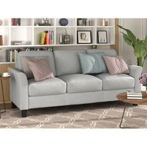 3-Seat Sofa Living Room Linen Fabric Sofa (Light Gray)  - £432.27 GBP