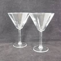 Set of Two Martini Glasses Clear Simple Classic Clean Plain Unadorned Sturdy - £11.60 GBP