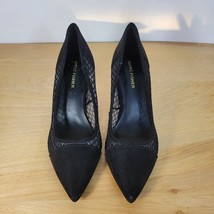 Womans Marc Fisher Fishnet and Suede Pointy Toe Black Block Heels Size 7.5 - £23.60 GBP