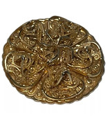 WESTERN GERMANY Vintage Midcentury Goldtone Filigree Round Dress/Scarf Clip - $23.09 CAD