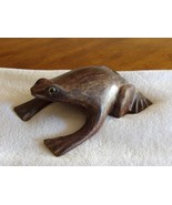 Vintage Hand Carved Hardwood Frog Toad Glass Eyes Maybe Ironwood Hardwoo... - €17,11 EUR