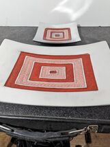 red and silver serving trays from India - $23.76