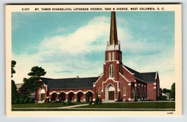 Mt. Tabor Lutheran Church West Columbia South Carolina Postcard Linen Unposted - £5.98 GBP