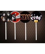 Kiss music band 2sided Cupcake Toppers lot 12 pieces cake Party Supplies... - $11.87