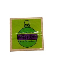 Studio G Kolette Hall Christmas Ornament Merry &amp; Bright Wood Mounted Rubber Stam - £5.42 GBP