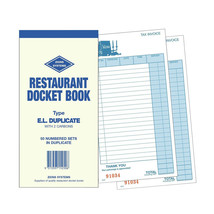 Zions Duplicate Restaurant Docket Book (210x100mm) - £40.90 GBP