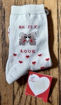 Vintage Koala Bear Heart Print Crew Socks Be My Love Valentines Romantic - £11.45 GBP