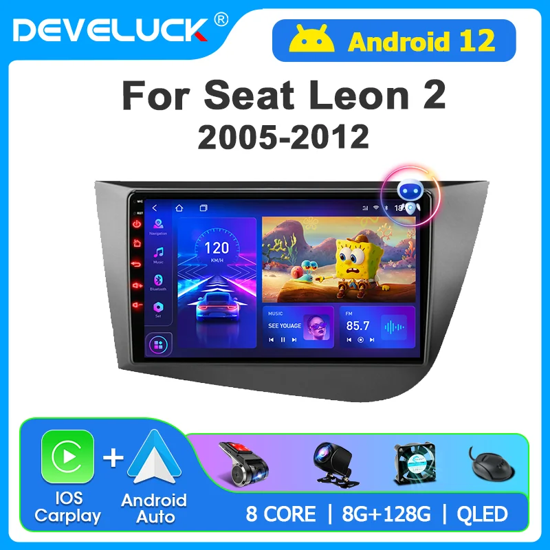 Develuck Android 12.0 Car Radio Carplay Auto For Seat Leon 2 2007 - 2015 - £83.17 GBP+