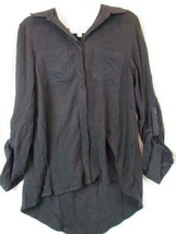 NWOT Hippie Rose LS Black Button Front Sz S Collared Blouse Front Pocket Org $39 - £15.17 GBP