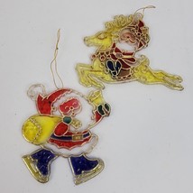 Vintage Christmas Ornaments Santa 3 Inch Set Of 2 Hong Kong Plastic - $13.10