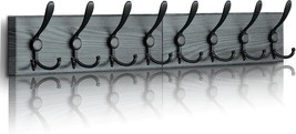 Coat Rack Wall Mount - Wooden Wall Coat Rack With 8 Tri Metal Hooks For, Blue） - £31.80 GBP