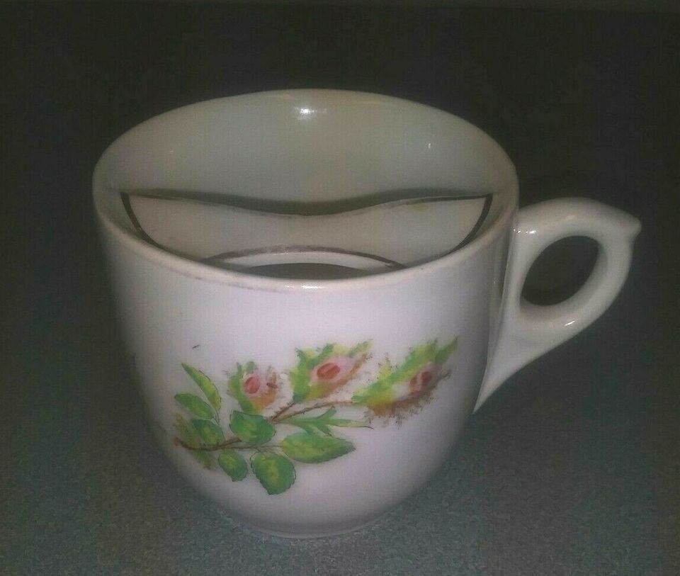 Mustache Shaving Cup Mug with raised roses Highly Collectible - $5.36