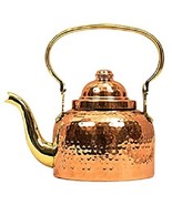 Hammered Designer Copper Tea Kettle Pot Inside Tin Lining, Serving Tea Coffee, T - £65.53 GBP