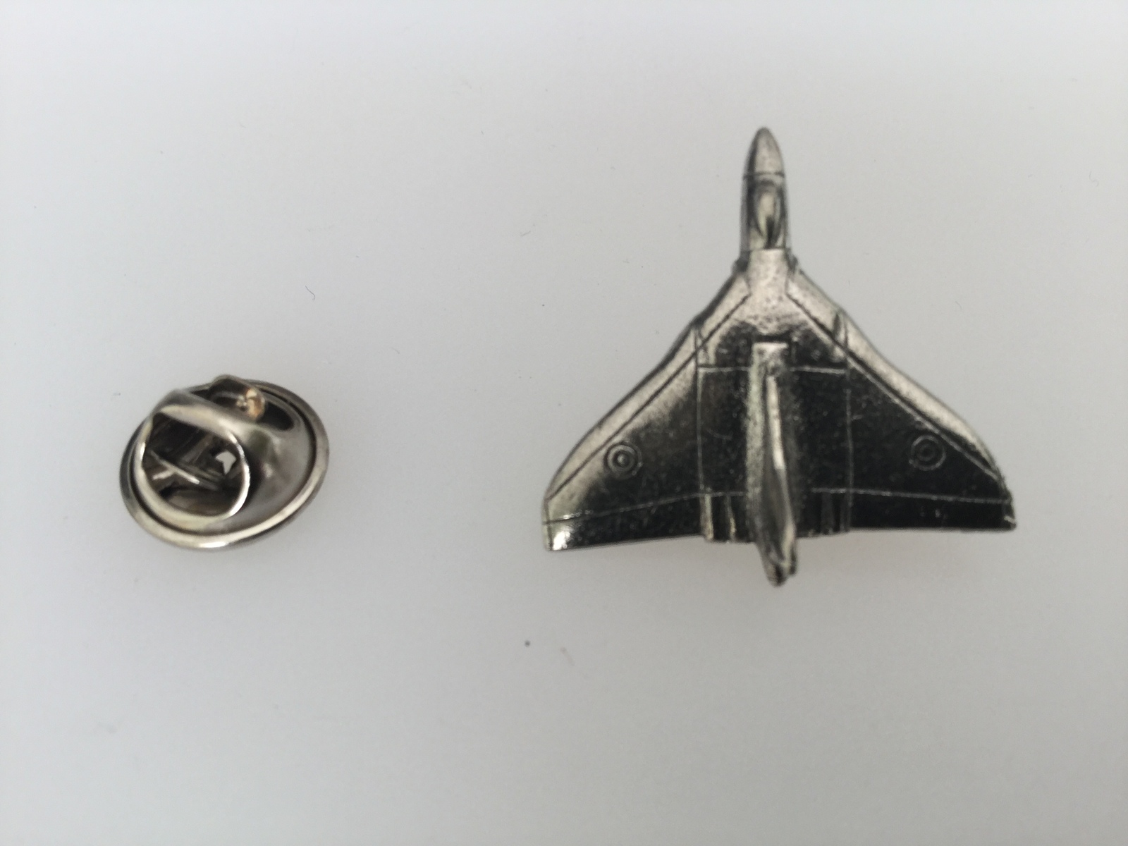 Vulcan Bomber Silver Plated Pewter Lapel Pin Badge Handmade In UK - $7.50