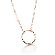 Sterling Silver Karma Open Circle Necklace with Rose Gold Flashed Finish 16+2&quot; - £45.49 GBP