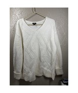 ANA A New Approach Sweater Off White Ivory V Neck Womens Size Large  - $21.95