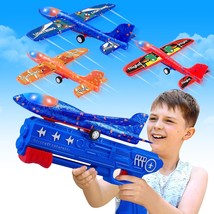 3 Pack Airplane Launcher Toys 2 Flight Modes LED Foam Glider Catapult Plane Outd - £23.99 GBP