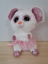 TY Beanie Boos NINA White Mouse Plush Bean Bag Stuffed Animal 6” Toy Sparkle Eye - £3.05 GBP