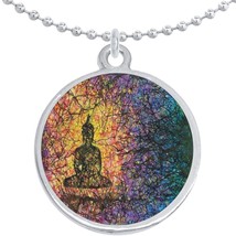 Buddha Meditation Round Pendant Necklace Beautiful Fashion Jewelry - £8.47 GBP
