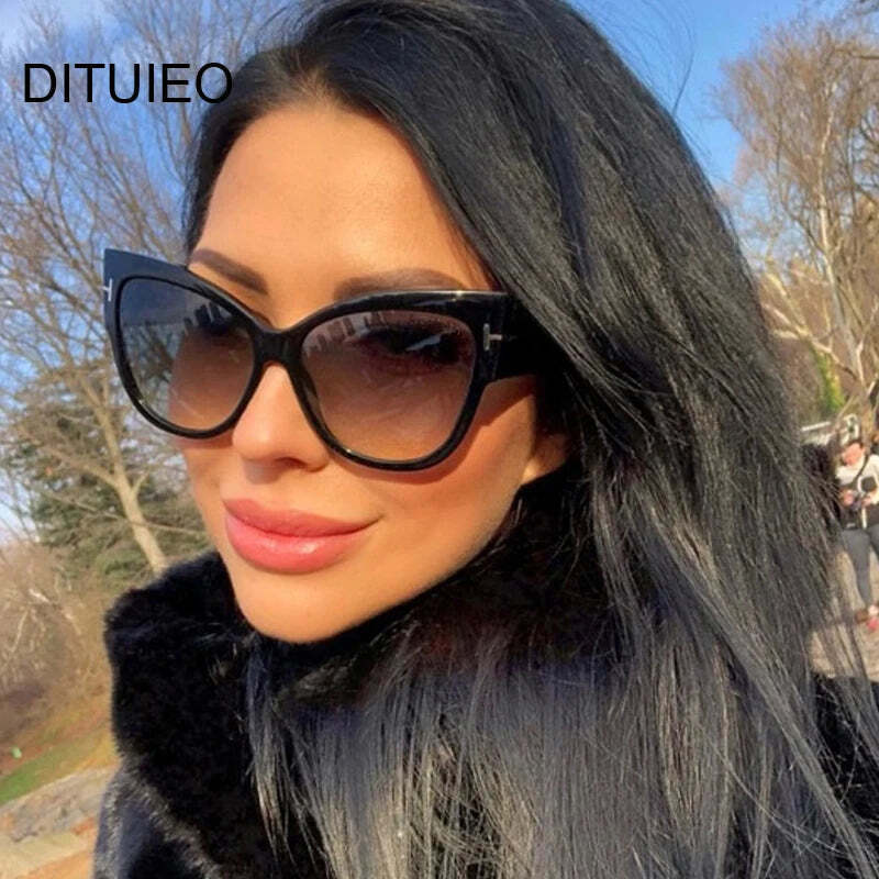 Vintage Oversized Cat Eye Sunglasses Woman Brand Retro Big Frame Sun Gla... - $27.00