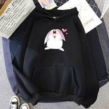 Kawaii Hoodie Women Loose Aesthetic Clothes  Mokona Printed Pink  Cosplay Pullov - £49.76 GBP